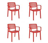 resol grupo GARBAR Wind Set 4 Silla con Brazos Interior, Exterior | jardín, terraza, balcón, Salon, Cocina, Comedor | diseño, Ligero, apilable | Rojo