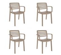 GARBAR Wind Set 4 Silla con Brazos Interior, Exterior | jardín, terraza, balcón, Salon, Cocina, Comedor | diseño, Ligero, apilable | Arena