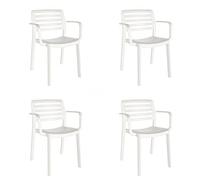 GARBAR Wind Set 4 Silla con Brazos Interior, Exterior | jardín, terraza, balcón, Salon, Cocina, Comedor | diseño, Ligero, apilable | Blanco