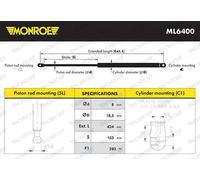 Resorte de gas del capó ML6400 MONROE para OPEL VAUXHALL
