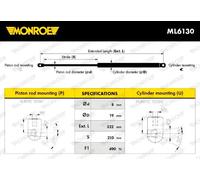 Resorte de gas del maletero ML6130 MONROE para SKODA YETI