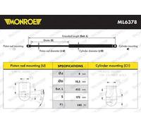 Resorte de gas del maletero ML6378 MONROE para VW PASSAT B7 Variant