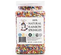 Resortes de arco iris 100% naturales - Color natural, sin lácteos, sin nueces, sin gluten, sin soja, vegano, sin huevos y KOSHER - 1 libra, taza y tarta - caramelo a granel, recipiente reparable, colorido