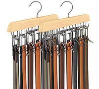 Resovo Percha de cinturón para armario, estante de cinturón de madera resistente con 14 ganchos, organizador de cinturón para organizadores de armario y almacenamiento máximo de 42 cinturones