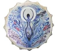 RESOYE Tambor chamán de 10 pulgadas, instrumento de percusión vintage redondo tambor siberiano, tambor de árbol de la vida diseñado a mano, tambor chamán sanador de sonido (azul)