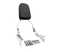 Respaldo de repuesto HASkulle con almohadilla de cuero compatible con Honda Shadow Spirit 750 VT750DC 2001 2002 2003 2004 2005 2006 2007 con barra Sissy cromada Flame