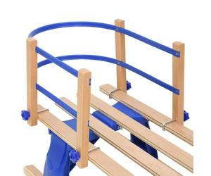 Respaldo de trineo de madera contrachapada con barra de protección, accesorios de invierno para niños, diversión y estabilidad, color azul