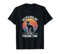 Respawn Me After Feeding Time Cat Retro Camiseta