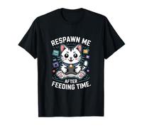 Respawn Me After Feeding Time Cat Retro Camiseta