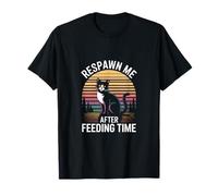 Respawn Me After Feeding Time Cat Retro Camiseta