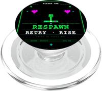Respawn Retry Rise - Retro Pixel Gaming Neon Art Gamer Design PopSockets PopGrip para MagSafe