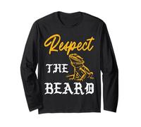 Respect The Beard Bearded Dragon Funny Beardie Hombres Mujeres Niños Manga Larga