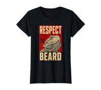 Respect The Beard Funny Orgulloso Dragón Barbudo Bold Distressed Camiseta gráfica económica, Mujer, Negro, L