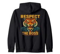 Respect the Boss Tiger - Gráfico animal motivacional audaz Sudadera con Capucha