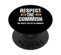 Respect The Commish Funny Fantasy Football Commissioner PopSockets PopGrip Adhesivo