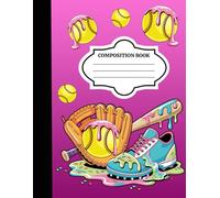 Respect the Drip Softball Notebook for Girls: Dripping Softball Glove, Cleats & Bat | Pink Composition Book | Wide Ruled | 100 Pages | 8.5 x 11