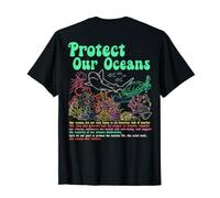 Respect The Locals, Protect Our Oceans Shark Surfing (Espalda) Camiseta