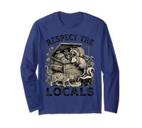 Respect The Locals Raccoon Funny Street Cats Respeta a los Locales Manga Larga