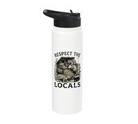 Respect The Locals Raccoon Funny Street Cats Respeta a los locales Stainless Steel Insulated Water Bottle