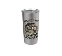 Respect The Locals Raccoon Funny Street Cats Respeta a los locales Vaso térmico de acero inoxidable de doble pared
