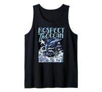 Respect The Ocean Ilustración Delfín Olas Camiseta sin Mangas