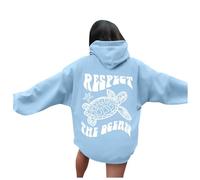 Respect The Ocean - Sudadera con capucha para mujer, azul claro, M