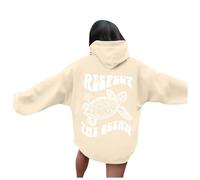 Respect The Ocean - Sudadera con capucha para mujer, beige, XL