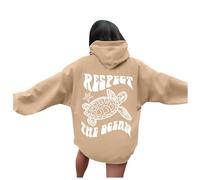 Respect The Ocean - Sudadera con capucha para mujer, caqui, XXL