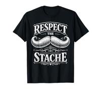 Respect The Stache Funny Mustache Retro Facial Hair Beard Camiseta