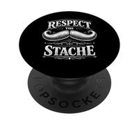 Respect The Stache Funny Mustache Retro Facial Hair Beard PopSockets PopGrip Adhesivo
