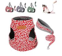 Respectivelk Cat Harness, Cat Dogs Vest Harness and Leash Anti-Break Away Chest Strap Cats Clothes, Adjustable Cats & Dog Vest Harnesses with Leash, for Walking (Red,M)