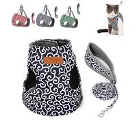 Respectivelk Cat Harness, Cat Dogs Vest Harness and Leash Anti-Break Away Chest Strap Cats Clothes, Adjustable Cats & Dog Vest Harnesses with Leash, for Walking (Blue,S)