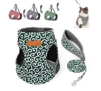 Respectivelk Cat Harness, Cat Dogs Vest Harness and Leash Anti-Break Away Chest Strap Cats Clothes, Adjustable Cats & Dog Vest Harnesses with Leash, for Walking (Green,M)