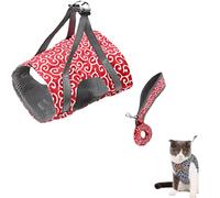 Respectively Cat Harness, Cat Dogs Vest Harness and Leash Anti-Break Away Chest Strap Cats Clothes,Adjustable Soft Mesh Cat Walking Vest with Leash (Red,M-Chest 40-44cm)