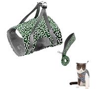 Respectively Cat Harness, Cat Dogs Vest Harness and Leash Anti-Break Away Chest Strap Cats Clothes,Adjustable Soft Mesh Cat Walking Vest with Leash (Green,XS-Chest 28-32cm)