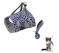 Respectively Cat Harness, Cat Dogs Vest Harness and Leash Anti-Break Away Chest Strap Cats Clothes,Adjustable Soft Mesh Cat Walking Vest with Leash (Blue,S-Chest 34-38cm)