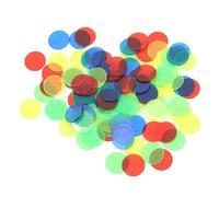 Respefinem 100 discos de juego transparentes de 15 mm de diámetro, redondos con 4 colores, ideales para juegos de mesa y cálculo de clases matemáticas