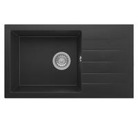 Respekta Almonto Fregadero encastrable de granito 76x43 cm, negro
