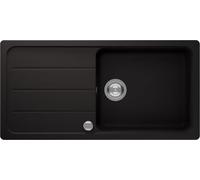 Respekta Austin - Fregadero de granito macizo (100 x 50 cm, resistente al calor, escurridor inclinado, montaje bajo árbol, 1 lavabo, para armarios bajos a partir de 60 cm de ancho), color negro