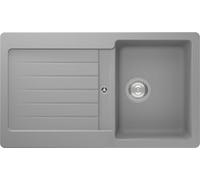 Respekta Austin - Fregadero de granito macizo (86 x 50 cm, resistente al calor, escurridor biselado, montaje bajo árbol, 1 lavabo, para armarios bajos a partir de 45 cm de ancho), color gris