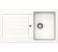 Respekta Austin - Fregadero de granito macizo (86 x 50 cm, resistente al calor, escurridor biselado, montaje bajo árbol, 1 lavabo, para armarios bajos a partir de 45 cm de ancho), color blanco