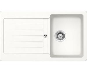 Respekta Austin - Fregadero de granito macizo (86 x 50 cm, resistente al calor, escurridor biselado, montaje bajo árbol, 1 lavabo, para armarios bajos a partir de 45 cm de ancho), color blanco