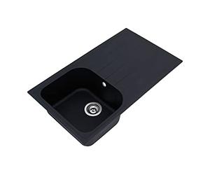 respekta by Schock Cristalite ORLANDO86X50S - Fregadero empotrable (1 seno, 50 cm), color negro