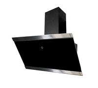 Respekta Campana extractora ahorra espacio/Campana inclinada de 90 cm/Pantalla de cristal con cubierta de acero inoxidable en negro/Función de extracción y recirculación / CH89090S / A++ / 39-59 dB