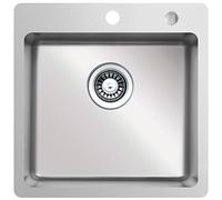 Respekta Chicago Fregadero de acero inoxidable/Fregadero empotrado de 1 cubeta de 50 x 50 cm/Apto para bases a partir de 50 cm de ancho