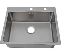 Respekta Chicago Fregadero de acero inoxidable/Fregadero empotrado de 1 cubeta de 60 x 50 cm/Apto para bases a partir de 60 cm de ancho