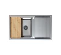 Respekta Chicago Fregadero de acero inoxidable/Fregadero empotrado de 86 x 50 cm/Apto para bases a partir de 50 cm de ancho