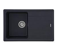 Respekta fregadero de cocina Columbia en negro / Fregadero empotrable de 1 cubeta en 78 x 50 cm / Lavabo adecuado para armarios inferiores de 45 cm de ancho