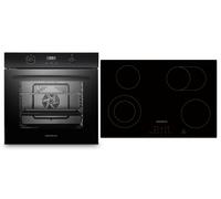 Respekta Conjunto Horno Cocina Negro Glaskeramik 77 cm Empotrable Sin Marco