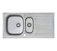 Respekta Dallas Fregadero de acero inoxidable/Fregadero empotrado de 1,5 cubetas de 100 x 50 cm/Apto para bases a partir de 60 cm de ancho